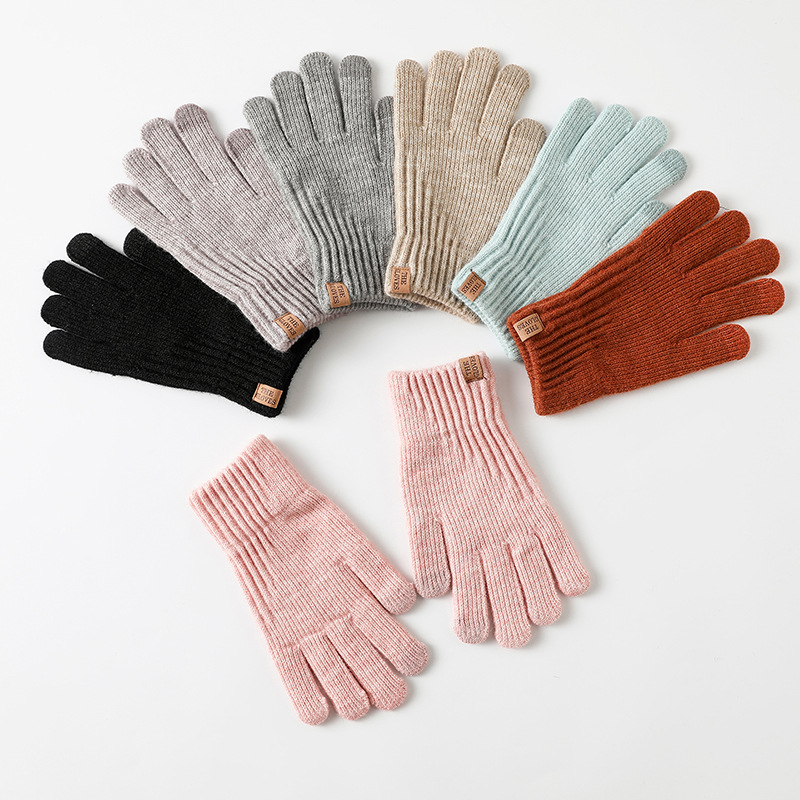 Wool Glove Lined - Guanti invernali da donna, in maglia,